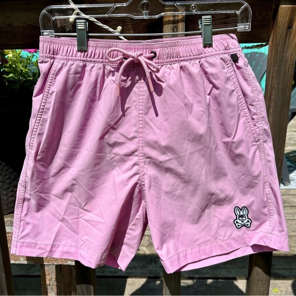 Psycho Bunny Men's Woad Hydrochromic “hidden bunny” Swim Trunk Pure Pink Sz XS - Picture 1 of 6